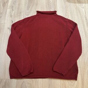 J CREW 100% cotton roll neck fisherman sweater X-LARGE tag vtg 90s y2k prep trad